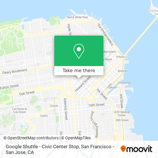Google Shuttle - Civic Center Stop map