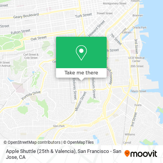 Apple Shuttle (25th & Valencia) map