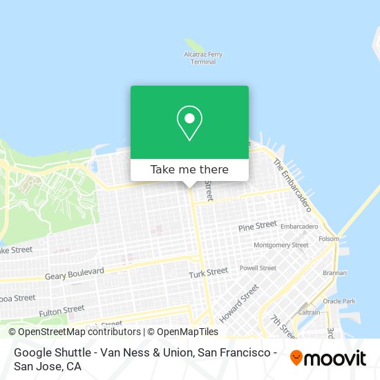 Mapa de Google Shuttle - Van Ness & Union