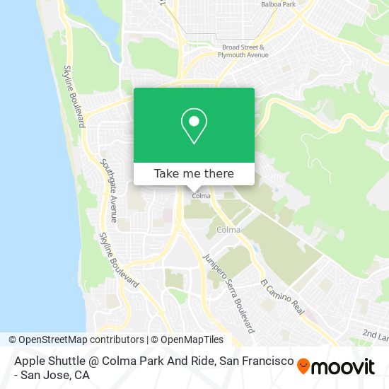 Mapa de Apple Shuttle @ Colma Park And Ride