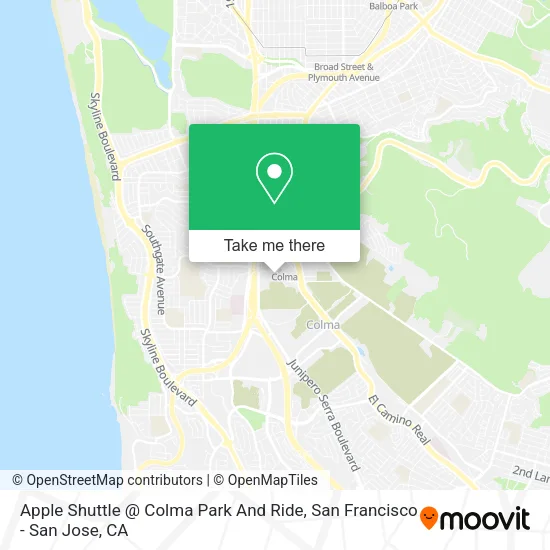 Apple Shuttle @ Colma Park And Ride map