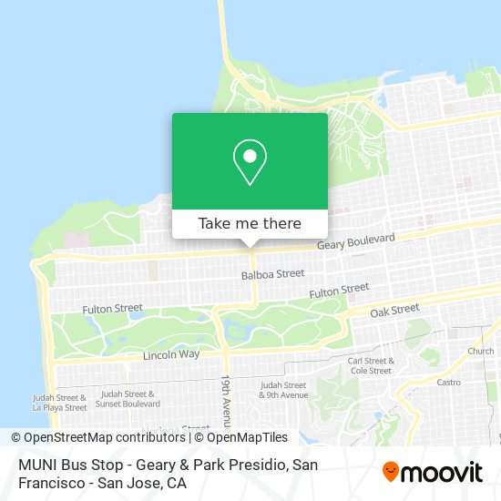 Mapa de MUNI Bus Stop - Geary & Park Presidio