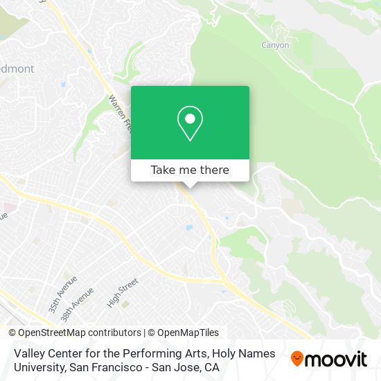 Valley Center for the Performing Arts, Holy Names University map