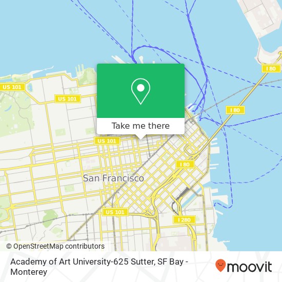 How to get to Academy of Art University 625 Sutter in Downton