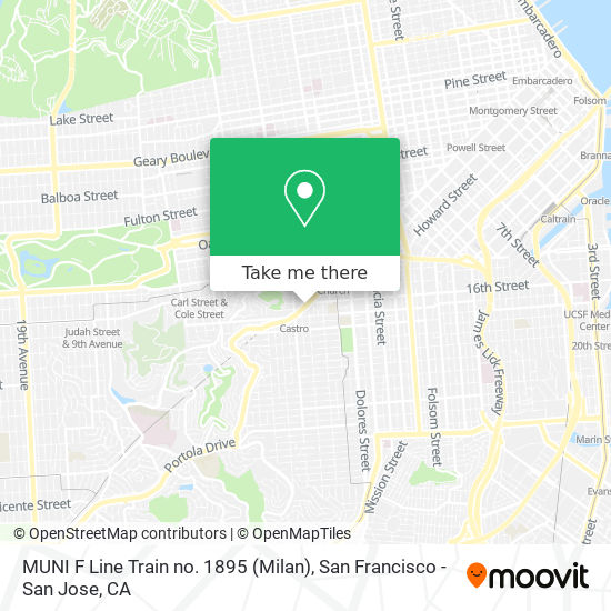 MUNI F Line Train no. 1895 (Milan) map