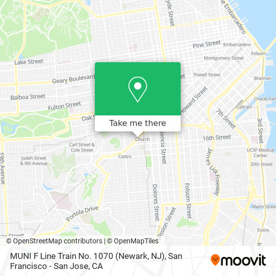 MUNI F Line Train No. 1070 (Newark, NJ) map