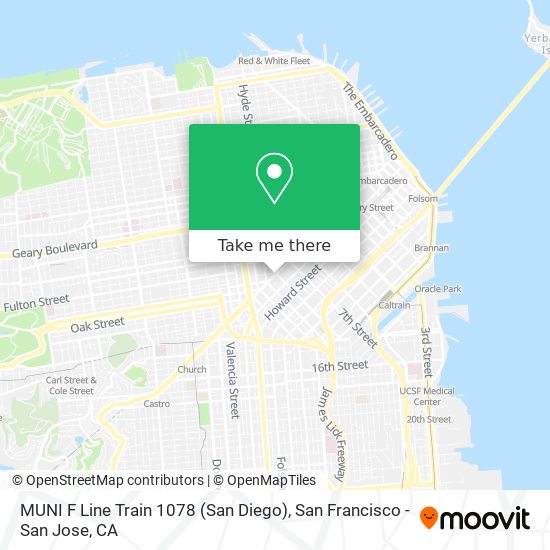 Mapa de MUNI F Line Train 1078 (San Diego)