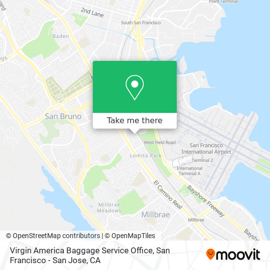Mapa de Virgin America Baggage Service Office