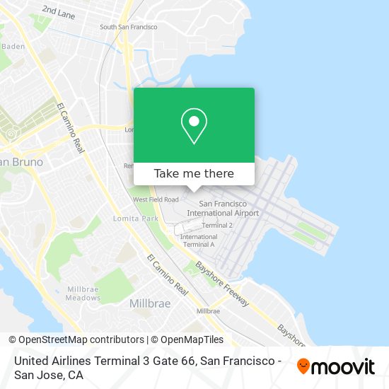 Mapa de United Airlines Terminal 3 Gate 66