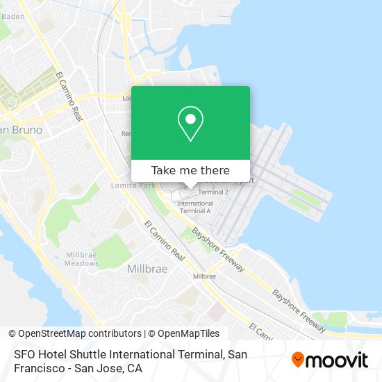 SFO Hotel Shuttle International Terminal map