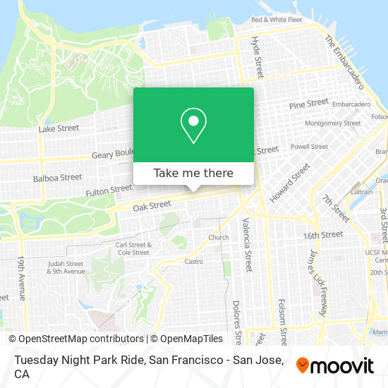 Tuesday Night Park Ride map