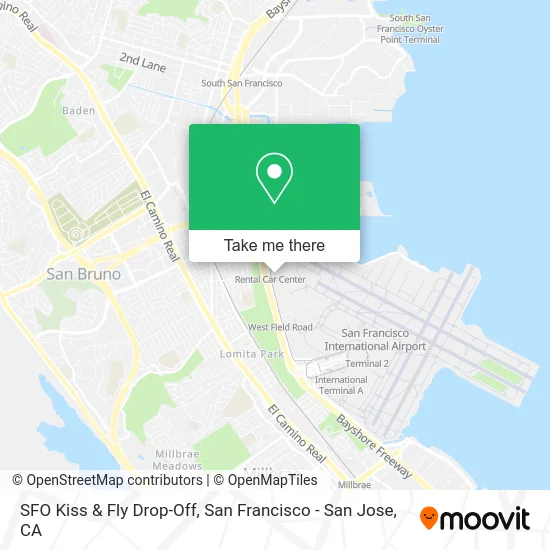 SFO Kiss & Fly Drop-Off map