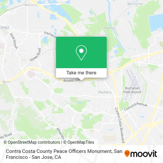 Mapa de Contra Costa County Peace Officers Monument