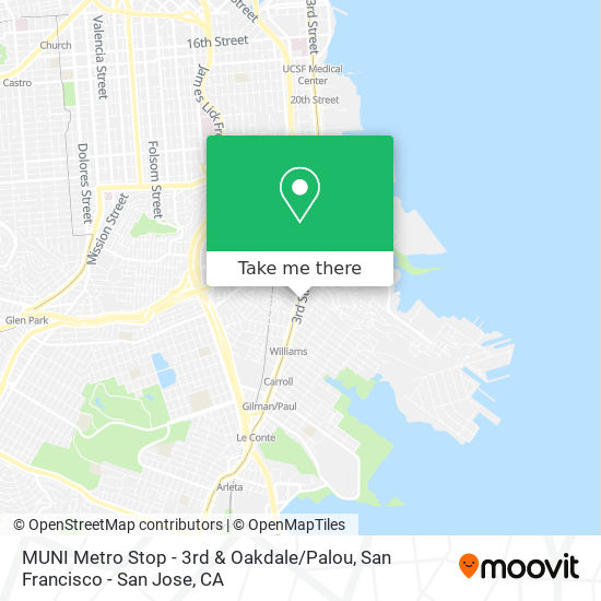 Mapa de MUNI Metro Stop - 3rd & Oakdale / Palou
