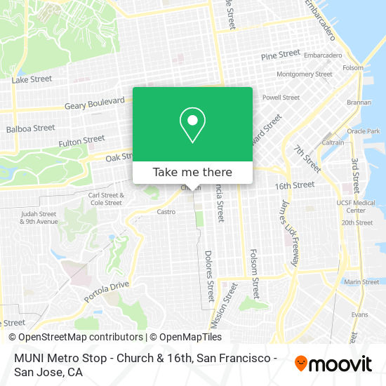 Mapa de MUNI Metro Stop - Church & 16th