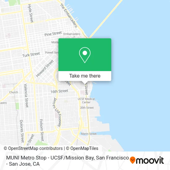 Mapa de MUNI Metro Stop - UCSF / Mission Bay