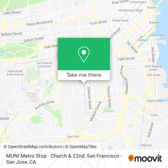 MUNI Metro Stop - Church & 22nd map