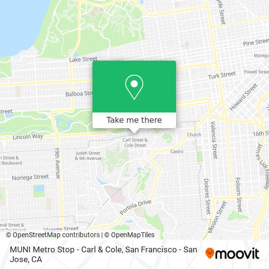 Mapa de MUNI Metro Stop - Carl & Cole