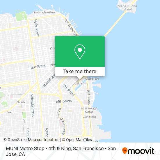 Mapa de MUNI Metro Stop - 4th & King