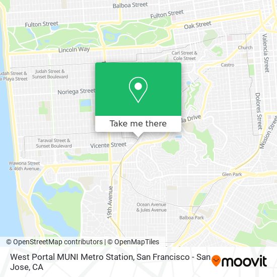 West Portal MUNI Metro Station map