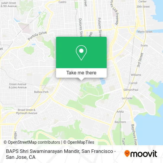 BAPS Shri Swaminarayan Mandir map