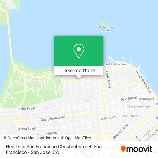 Hearts in San Francisco Chestnut street map