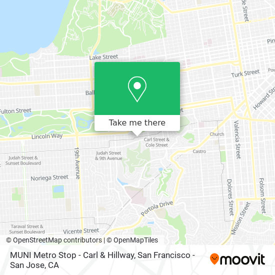 Mapa de MUNI Metro Stop - Carl & Hillway