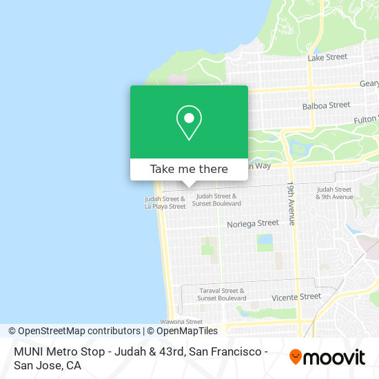 Mapa de MUNI Metro Stop - Judah & 43rd