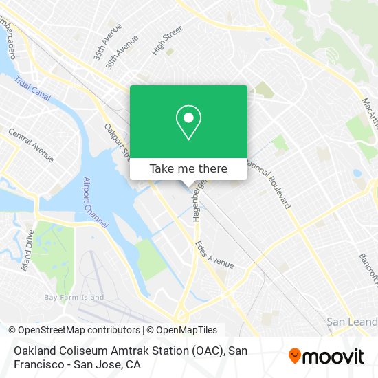 Mapa de Oakland Coliseum Amtrak Station (OAC)