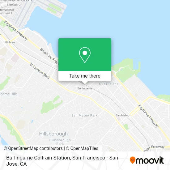 Mapa de Burlingame Caltrain Station