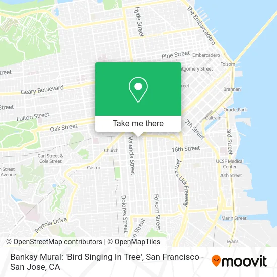 Mapa de Banksy Mural: 'Bird Singing In Tree'