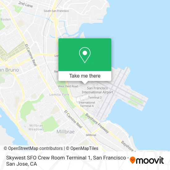 Mapa de Skywest SFO Crew Room Terminal 1