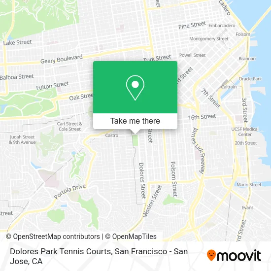 Dolores Park Tennis Courts map