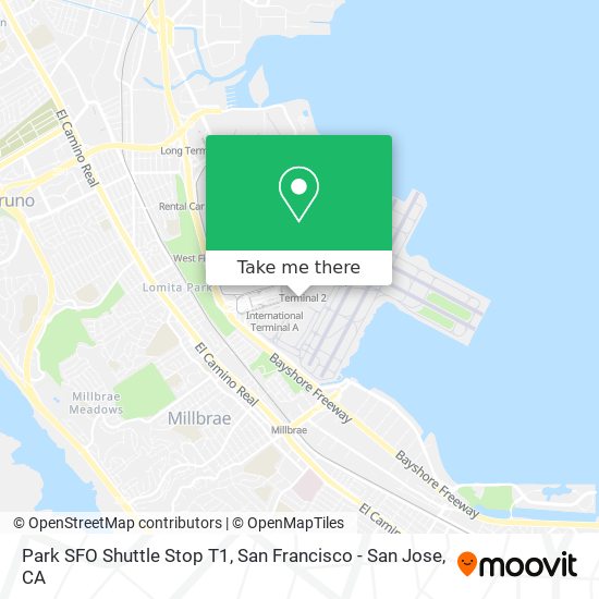 Park SFO Shuttle Stop T1 map