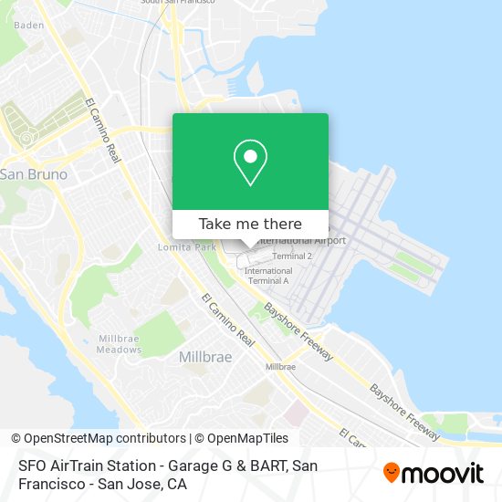 SFO AirTrain Station - Garage G & BART map
