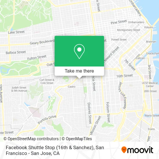 Facebook Shuttle Stop (16th & Sanchez) map