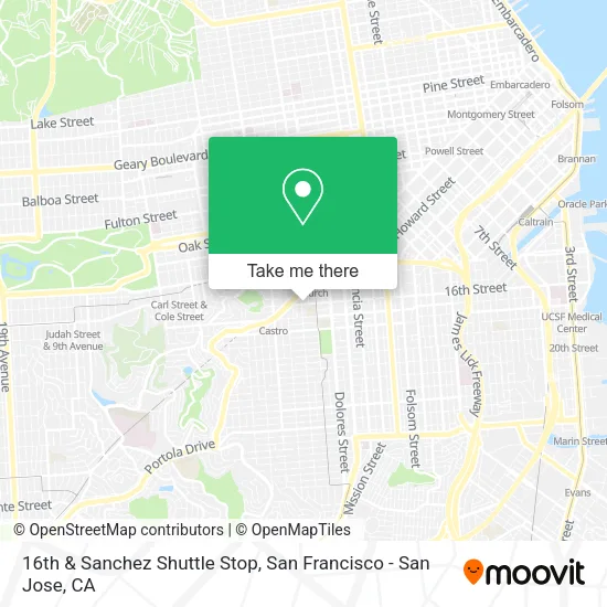 16th & Sanchez Shuttle Stop map