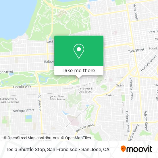 Tesla Shuttle Stop map