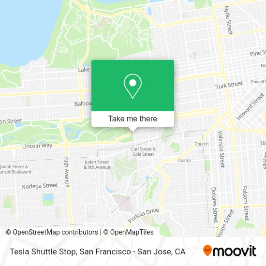 Mapa de Tesla Shuttle Stop