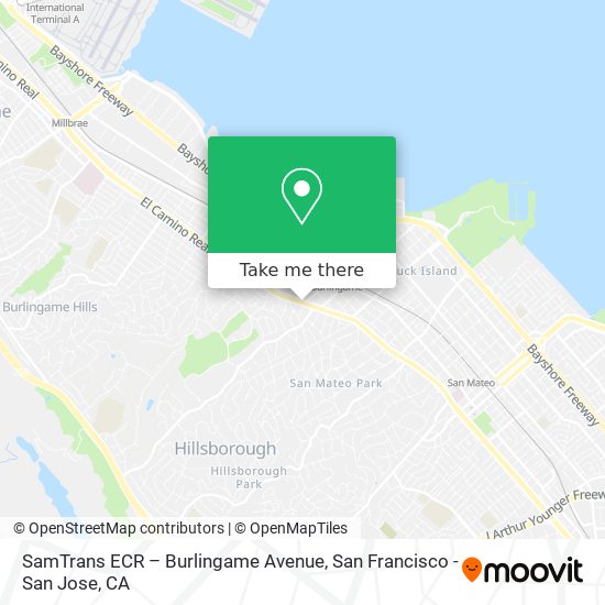 Mapa de SamTrans ECR – Burlingame Avenue
