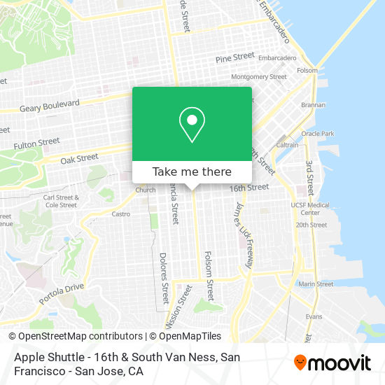 Mapa de Apple Shuttle - 16th & South Van Ness