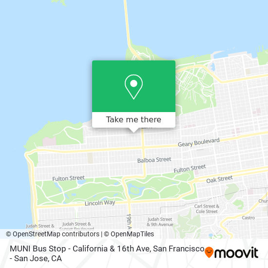 MUNI Bus Stop - California & 16th Ave map