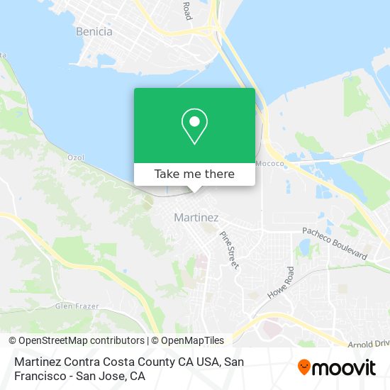 Mapa de Martinez Contra Costa County CA USA