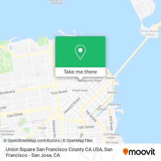 Mapa de Union Square San Francisco County CA USA