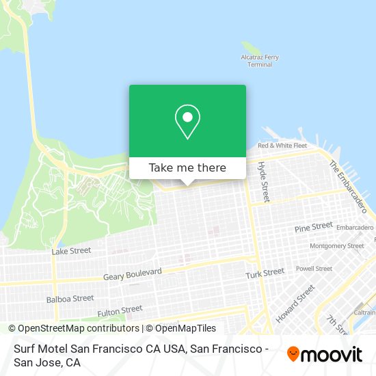 Mapa de Surf Motel San Francisco CA USA