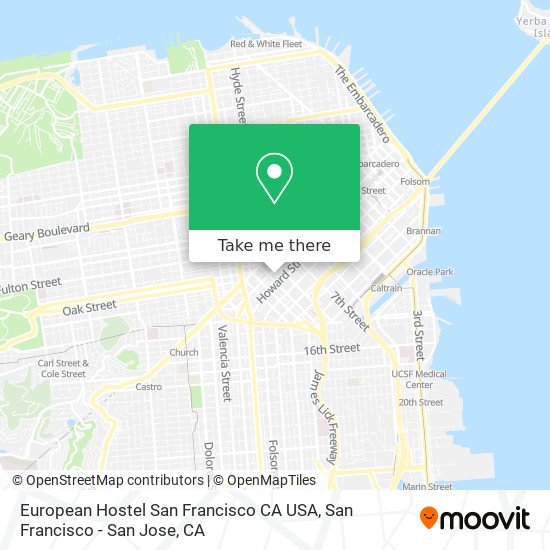 European Hostel San Francisco CA USA map