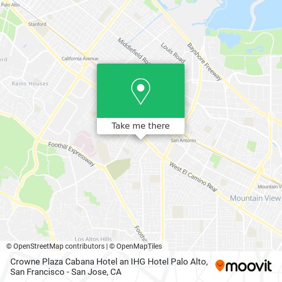 Crowne Plaza Cabana Hotel an IHG Hotel Palo Alto map