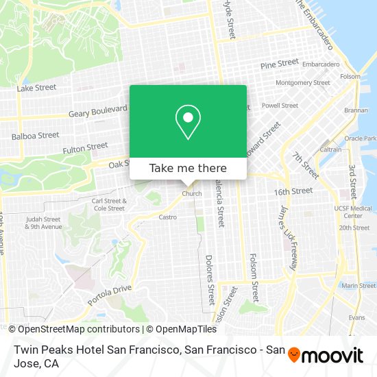 Twin Peaks Hotel San Francisco map