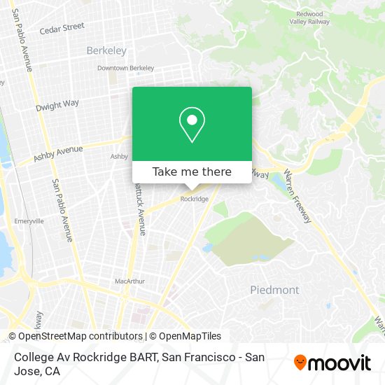 College Av Rockridge BART map