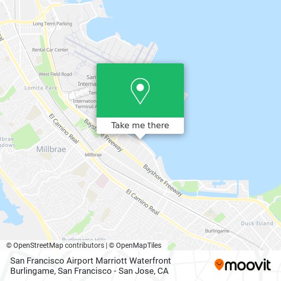 Mapa de San Francisco Airport Marriott Waterfront Burlingame